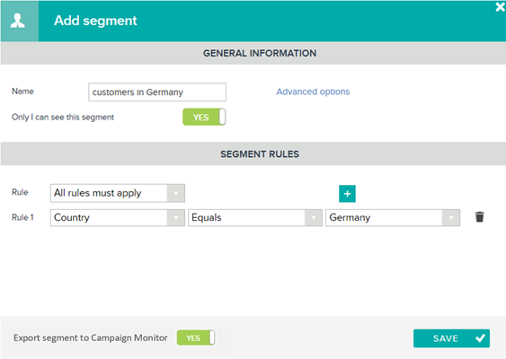 Créer un segment dans Teamleader Focus pour Campaign Monitor