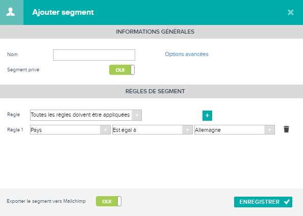 Créer un segment dans Teamleader Focus pour Mailchimp