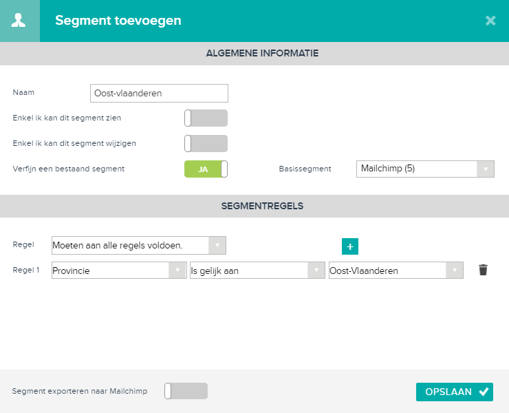 segment toevoegen in Teamleader