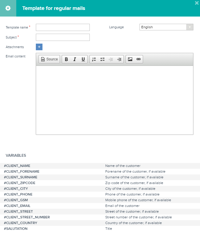Email template: generic