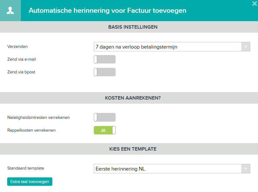 E-mailtemplates: automatische factuurherinneringen