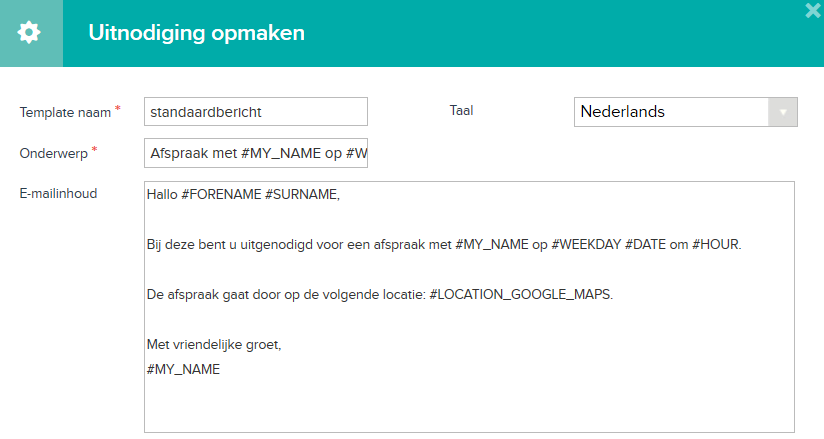 Email templates: standaardbericht meetings