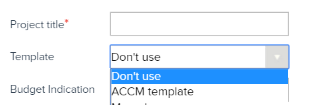 Project Templates: create new