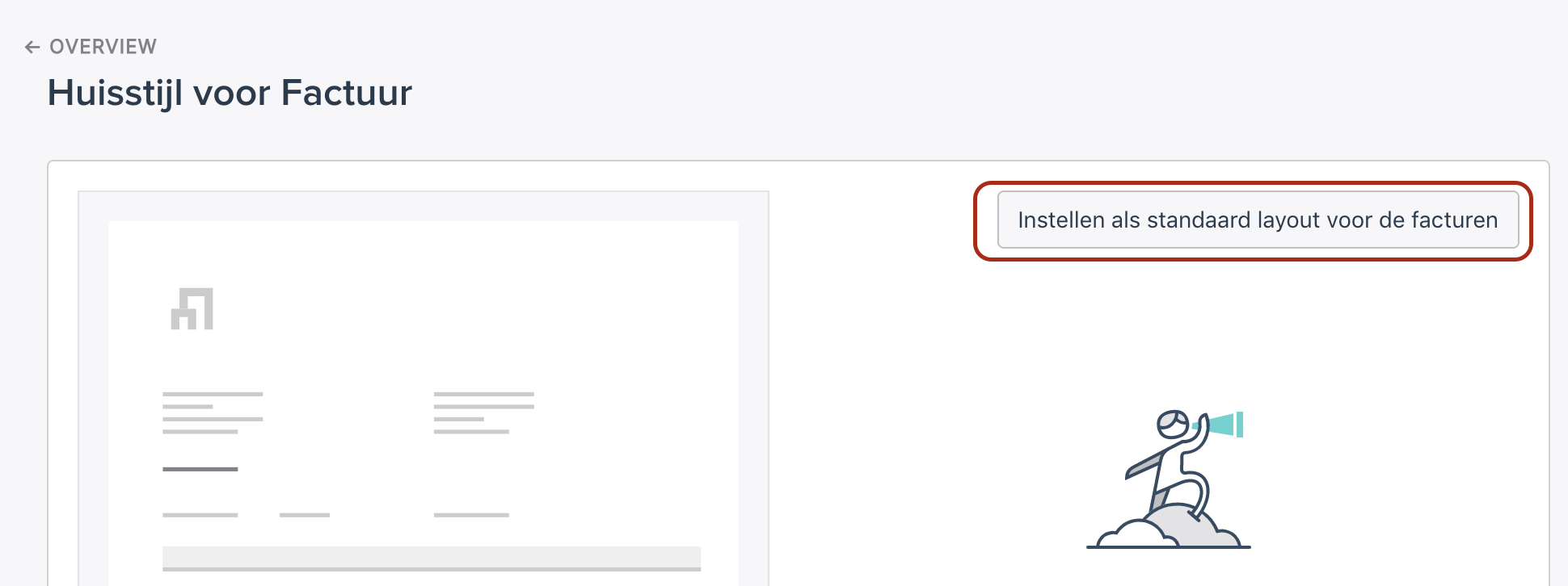 Instellen als standaard layout voor de facturen