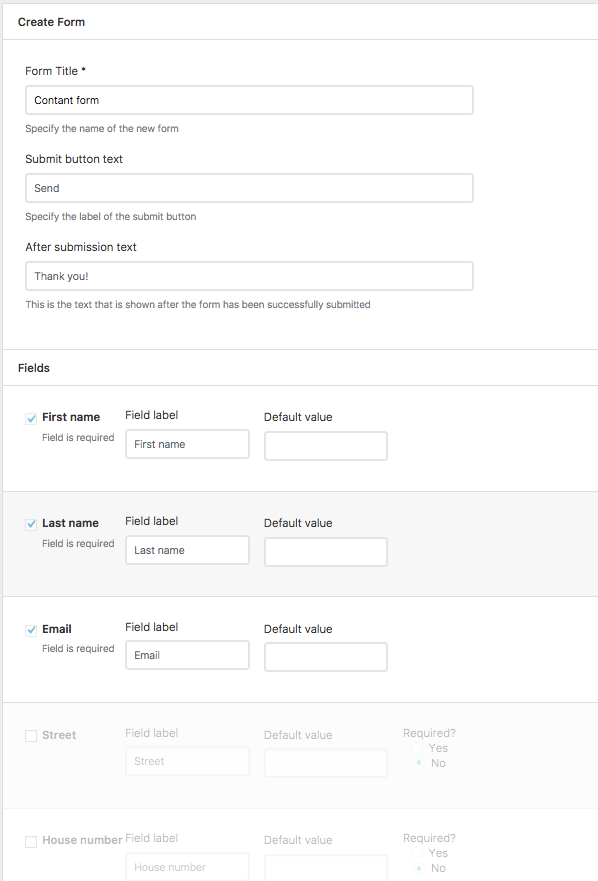 Create form Wordpress