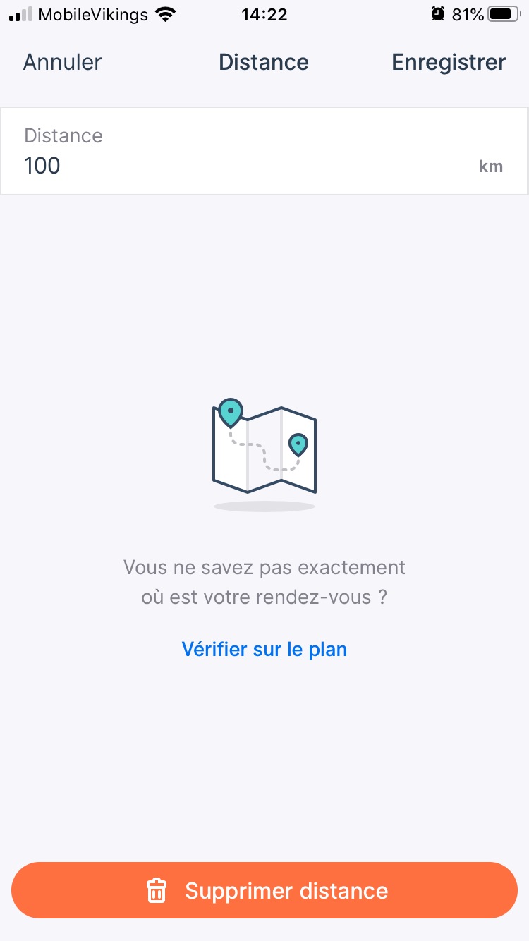 Distance bon de travail mobile