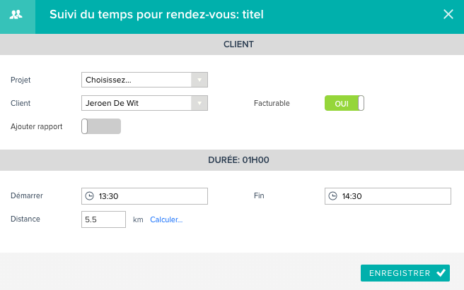 Suivi du temps rendez-vous